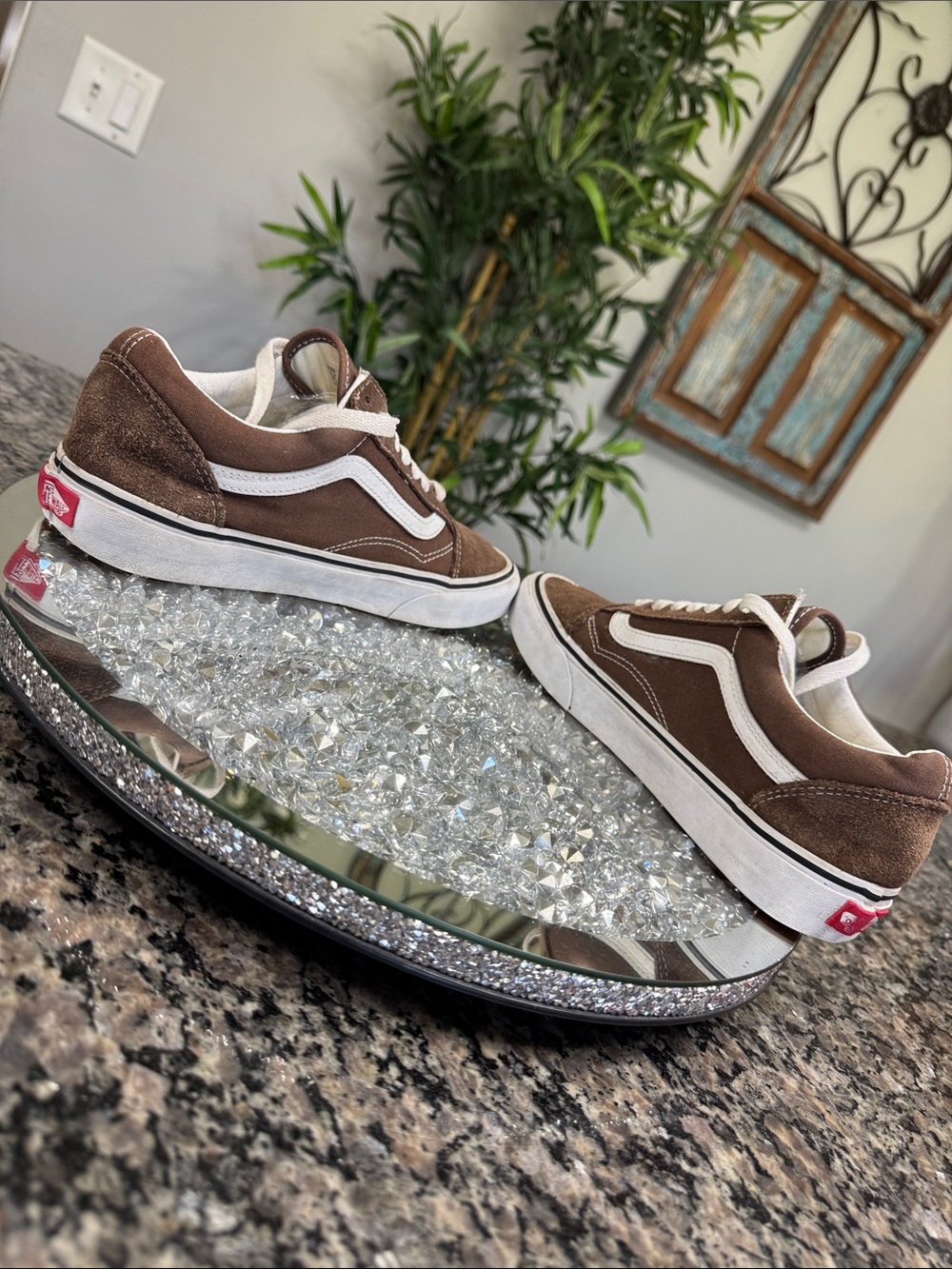 Vans Brown Suede Old Skool with White Stripe EUC M8 W 9.5 - Picture 9 of 14